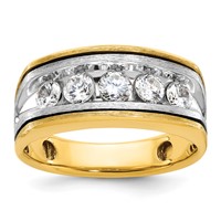 IBGoodman 14K Two-tone Ring with Black Rhodium 1 Carat Lab Grown Diamond VS SI+ G+ Five Stone Complete Men's view 1