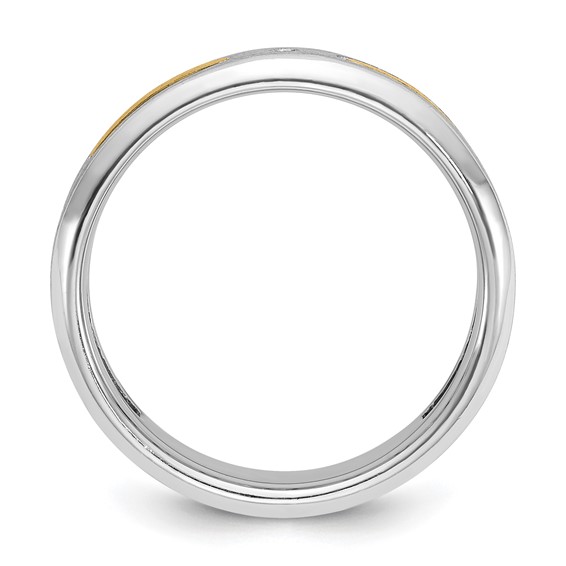 IB Goodman 14k Two-tone Mens Polished and Satin Diamond Complete Ring