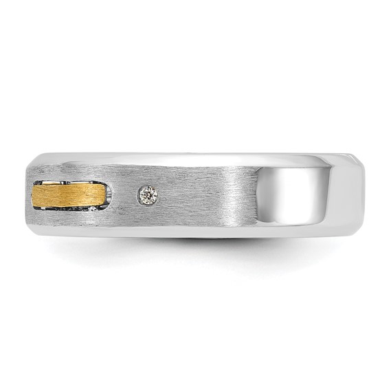 IB Goodman 14k Two-tone Mens Polished and Satin Diamond Complete Ring