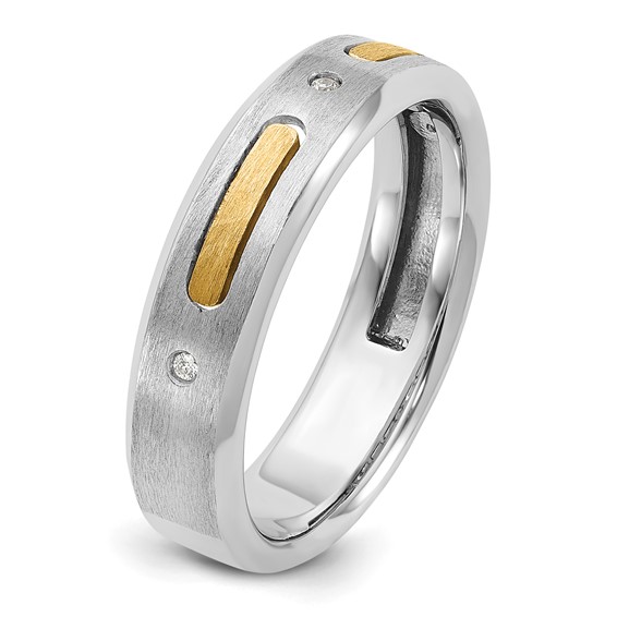 IB Goodman 14k Two-tone Mens Polished and Satin Diamond Complete Ring