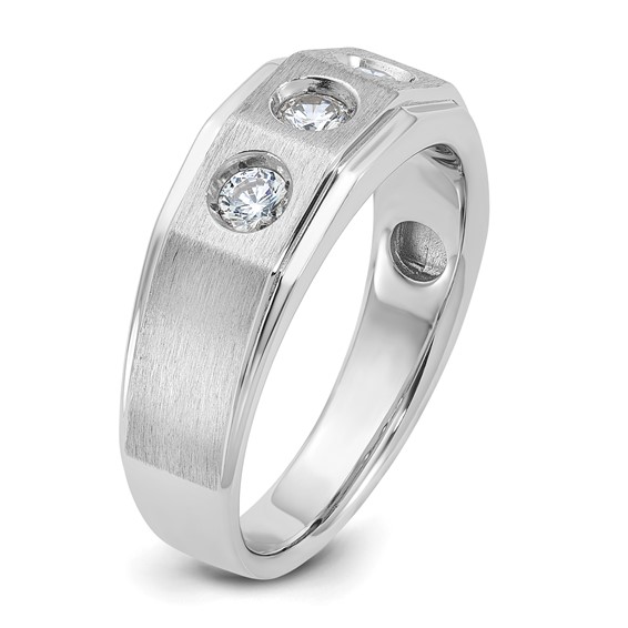 IB Goodman 14k White Gold Mens Polished and Satin 3/8 carat Diamond Complete Ring