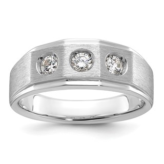 IB Goodman 14k White Gold Mens Polished and Satin 3/8 carat Diamond Complete Ring