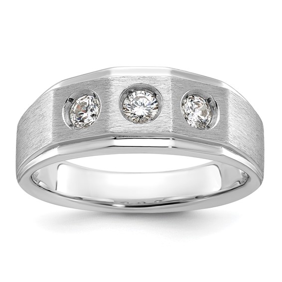 IB Goodman 14k White Gold Mens Polished and Satin 3/8 carat Diamond Complete Ring