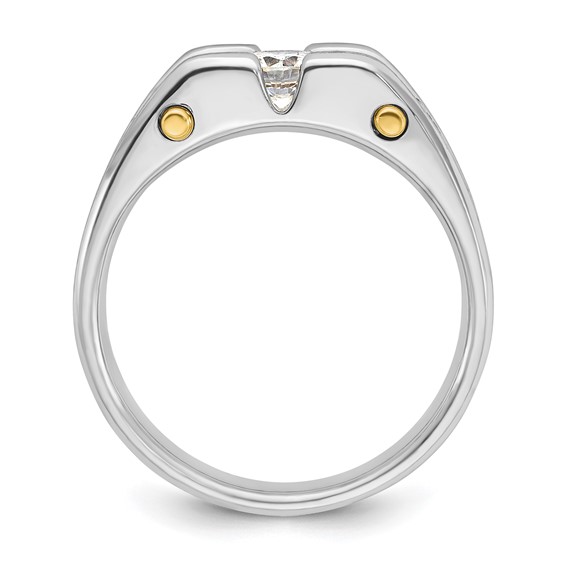 IBGoodman 10k Two-tone Men's Polished Satin and Cut-Out 3-Stone Ring Mounting
