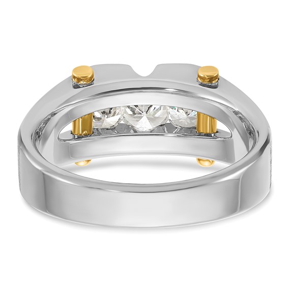 IBGoodman 10k Two-tone Men's Polished Satin and Cut-Out 3-Stone Ring Mounting