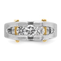 IBGoodman 14K Two-tone 0.75 Carat Lab Grown Diamond VS SI+ G+ Three Stone Complete Polished and Cut Out Men's Ring view 4