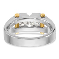 IBGoodman 14K Two-tone 0.75 Carat Lab Grown Diamond VS SI+ G+ Three Stone Complete Polished and Cut Out Men's Ring view 5