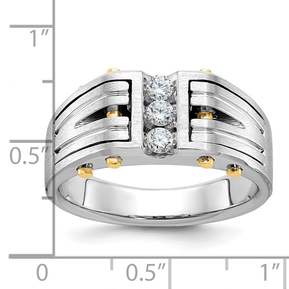 IB Goodman 14k Two-tone Mens Polished and Satin 1/4 carat Diamond Complete Ring