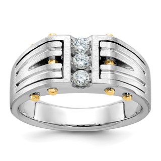 IB Goodman 14k Two-tone Mens Polished and Satin 1/4 carat Diamond Complete Ring