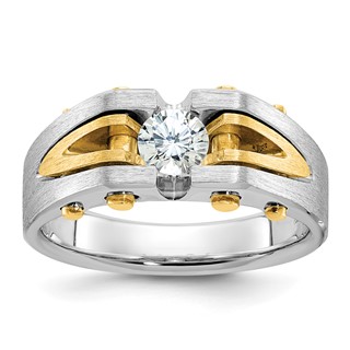 14k Two-tone IBGoodman Men's Polished and Satin Diamond Ring *CDIA*