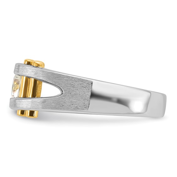 IBGoodman 14k Two-tone Men's Polished Satin and Cut-Out 3/8 Carat AA Quality Diamond Solitaire Ring