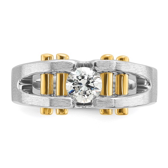 14ktt IBGoodman Men's Polished Satin & Cut-Out Solitaire Ring RAW CAST