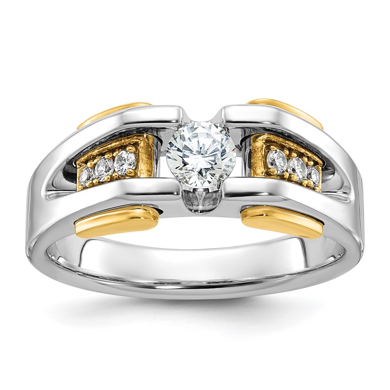 IBGoodman 14k Two-tone 1/2 carat Lab Grown Diamond VS/SI+ G+ Complete Men's Ring