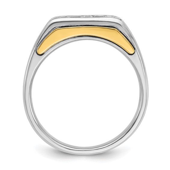 14k Two-tone IBGoodman Men's Polished and Satin Lab Grown VS/SI FGH Dia Com