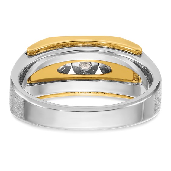 14k Two-tone IBGoodman Men's Polished and Satin Lab Grown VS/SI FGH Dia Com