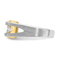 IBGoodman 14K Two-tone 1 Carat Lab Grown Diamond VS SI+ G+ Three Stone Complete Men's Ring view 3