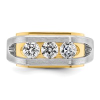 IBGoodman 14K Two-tone 1 Carat Lab Grown Diamond VS SI+ G+ Three Stone Complete Men's Ring view 4
