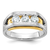 IBGoodman 14K Two-tone 1 Carat Lab Grown Diamond VS SI+ G+ Three Stone Complete Men's Ring view 1