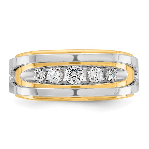 14k Two-tone IBGoodman Men's Polished 5-Stone Diamond Ring