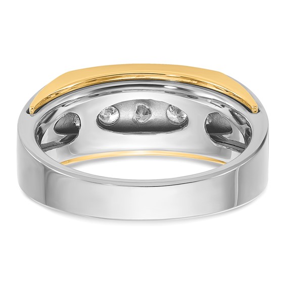 14k Two-tone IBGoodman Men's Polished 5-Stone Diamond Ring