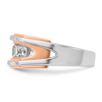 IBGoodman 14K Two Tone Rose and White Gold 1 Carat Lab Grown Diamond VS SI+ G+ Complete Five Stone Cut Out Men's Ring view 3