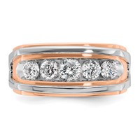 IBGoodman 14K Two Tone Rose and White Gold 1 Carat Lab Grown Diamond VS SI+ G+ Complete Five Stone Cut Out Men's Ring view 4