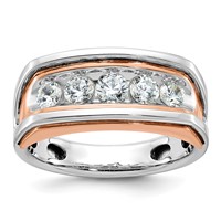 IBGoodman 14K Two Tone Rose and White Gold 1 Carat Lab Grown Diamond VS SI+ G+ Complete Five Stone Cut Out Men's Ring view 1