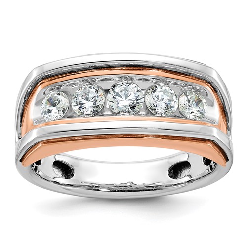 IBGoodman 14k White and Rose Gold Men's Polished and Cut-Out 5-Stone Ring Mounting