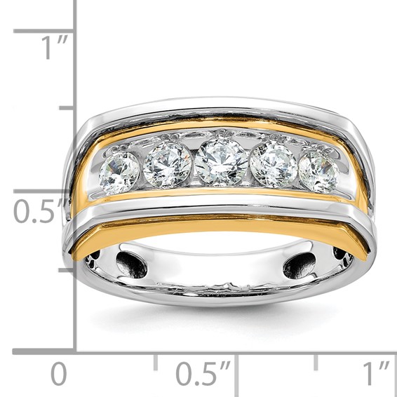 IBGoodman 14k Two-tone Men's Polished and Cut-Out 5-Stone 1 Carat AA Quality Diamond Ring