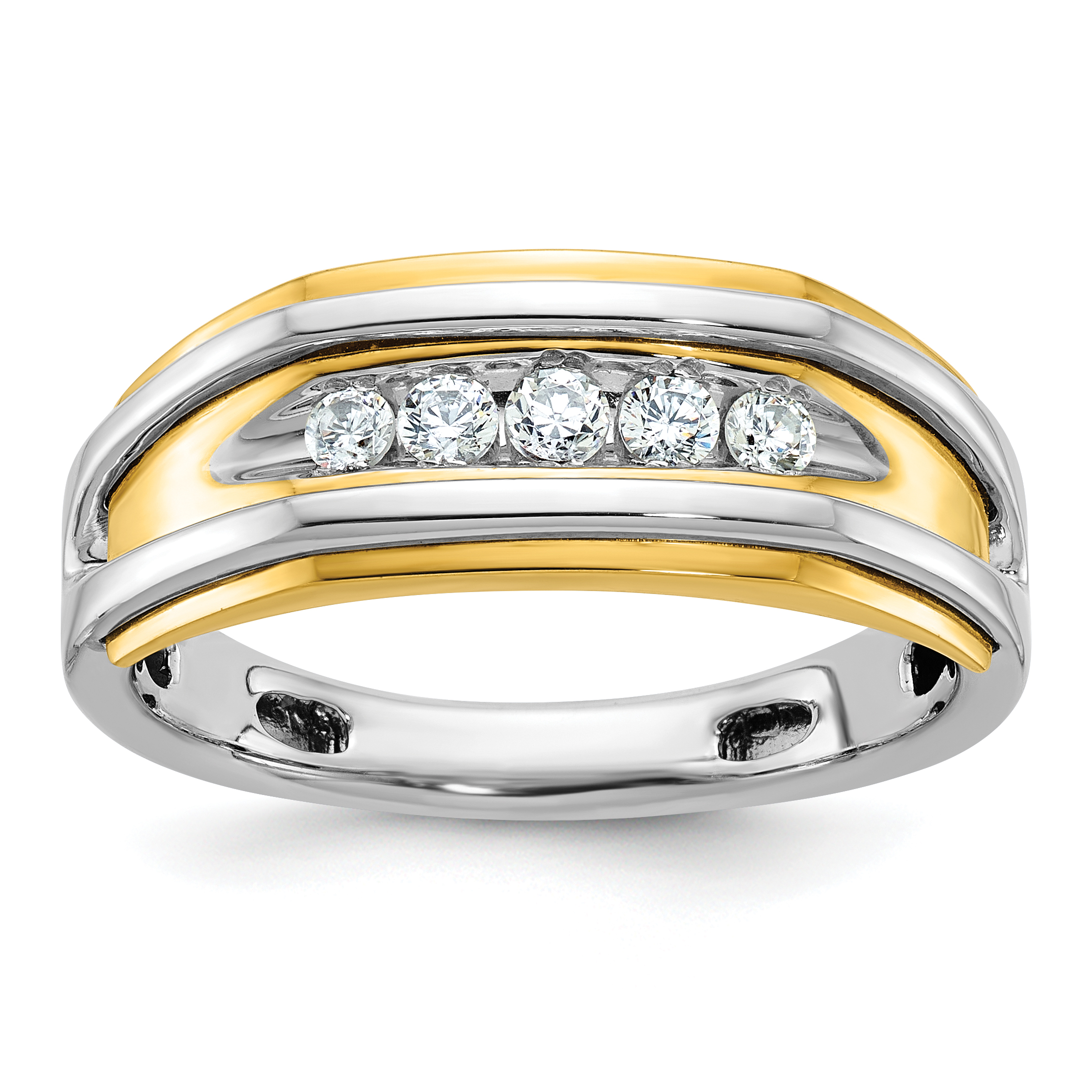IBGoodman 14k Two-tone Men's Polished 5-Stone 1/4 Carat AA Quality Diamond Ring (B63527-4WYAA)