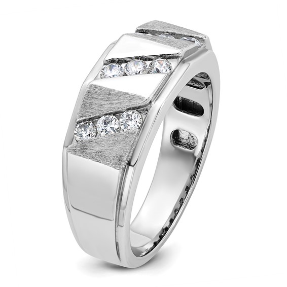 IBGoodman 14k White Gold Men's Polished and Satin 1/2 Carat AA Quality Diamond Ring