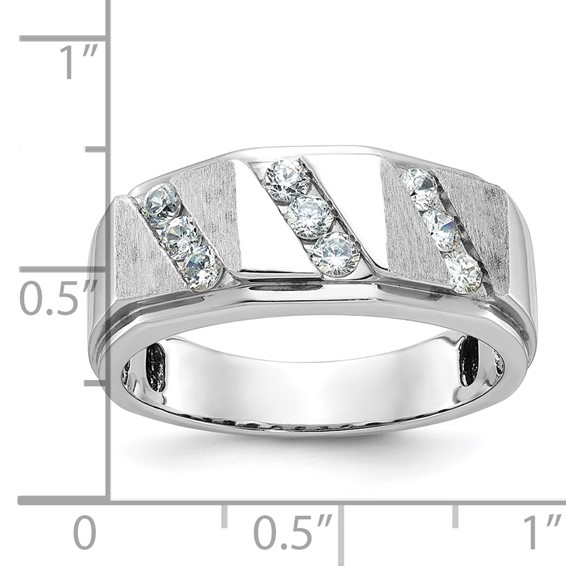 IBGoodman 14k White Gold Men's Polished and Satin 1/2 Carat AA Quality Diamond Ring