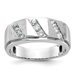 IBGoodman 14k White Gold Men's Polished and Satin 1/2 Carat AA Quality Diamond Ring