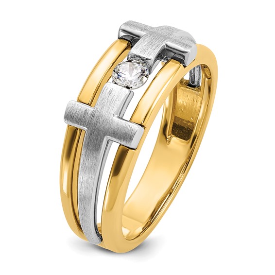 Gold Men's Diamond Cross Rings