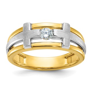 Gold Men's Diamond Cross Rings