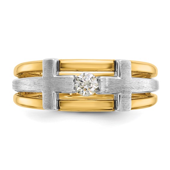 IBGoodman 14k Two-tone Men's Polished Satin and Cut-Out Cross Ring Mounting