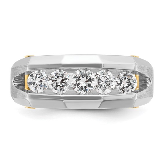 IB Goodman 14k Two-tone Mens Polished and Satin Channel-set 5-Stone 1 Carat AA Diamond Ring
