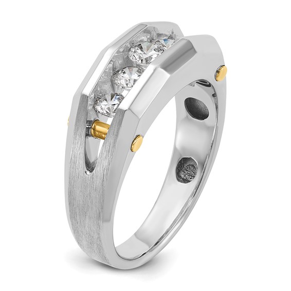 IB Goodman 14k Two-tone Mens Polished and Satin Channel-set 5-Stone 1 Carat AA Diamond Ring