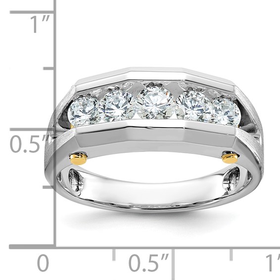 IB Goodman 14k Two-tone Mens Polished and Satin Channel-set 5-Stone 1 Carat AA Diamond Ring