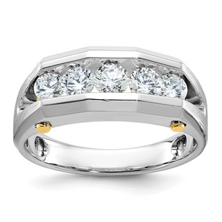 IB Goodman 14k Two-tone Mens Polished and Satin Channel-set 5-Stone 1 Carat AA Diamond Ring