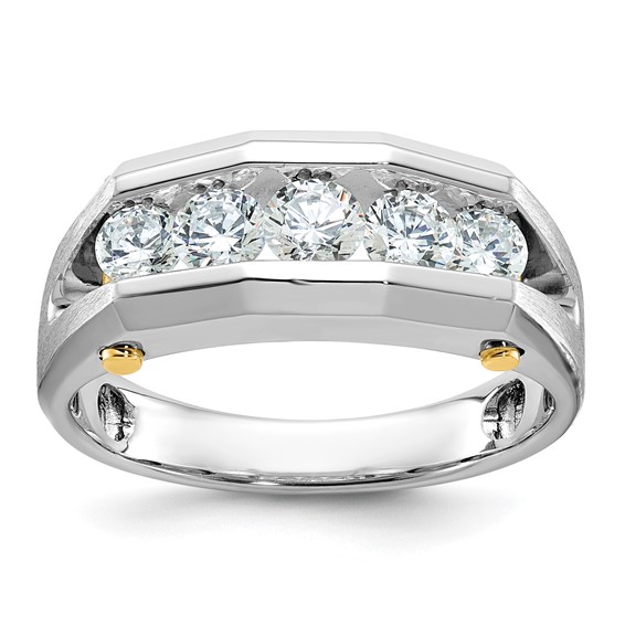 IB Goodman 14k Two-tone Mens Polished and Satin Channel-set 5-Stone 1 Carat AA Diamond Ring