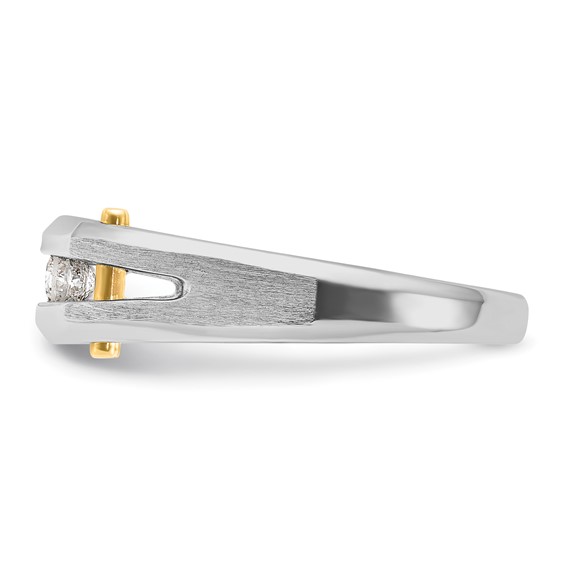 IB Goodman 14k Two-tone Mens Polished and Satin Channel-set 5-Stone 1/4 Carat AA Diamond Ring