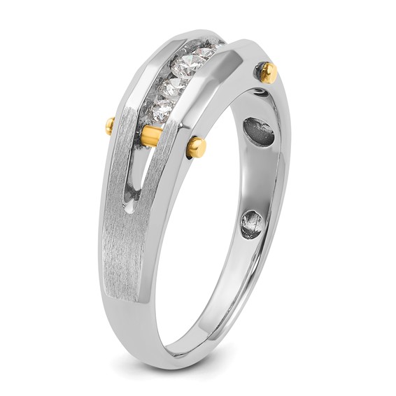 IB Goodman 14k Two-tone Mens Polished and Satin Channel-set 5-Stone 1/4 Carat AA Diamond Ring