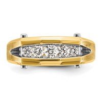 IBGoodman 14K Two-tone 0.50 Carat Lab Grown Diamond VS SI+ G+ Five Stone Complete Polished and Satin Men's Ring view 4