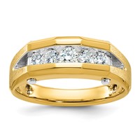 IBGoodman 14K Two-tone 0.50 Carat Lab Grown Diamond VS SI+ G+ Five Stone Complete Polished and Satin Men's Ring view 1