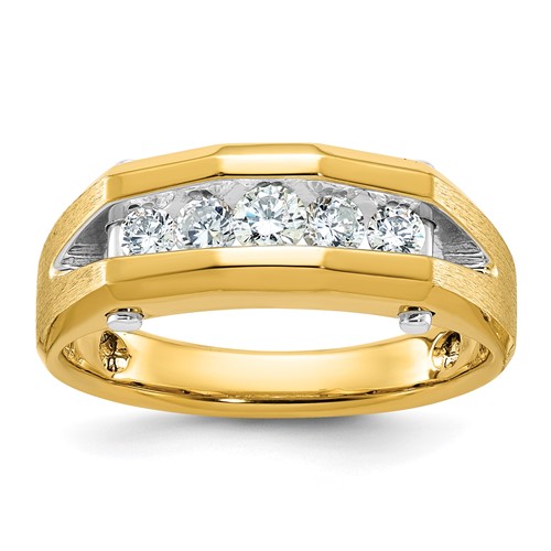 IBGoodman 14K Two-tone 0.50 Carat Lab Grown Diamond VS SI+ G+ Five Stone Complete Polished and Satin Men's Ring