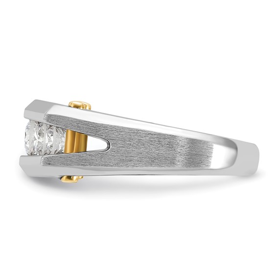 IBGoodman 14k White Gold 3/4 carat Lab Grown Diamond VS/SI+ G+ Five Stone Complete Polished and Satin Men's Ring