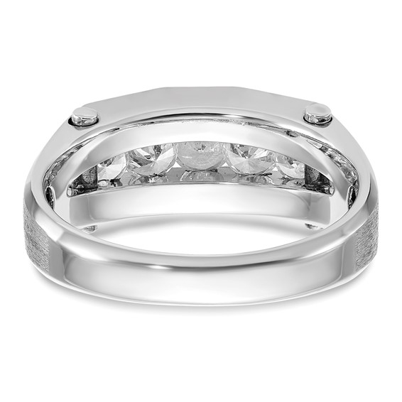 IBGoodman 14k White Gold 3/4 carat Lab Grown Diamond VS/SI+ G+ Five Stone Complete Polished and Satin Men's Ring