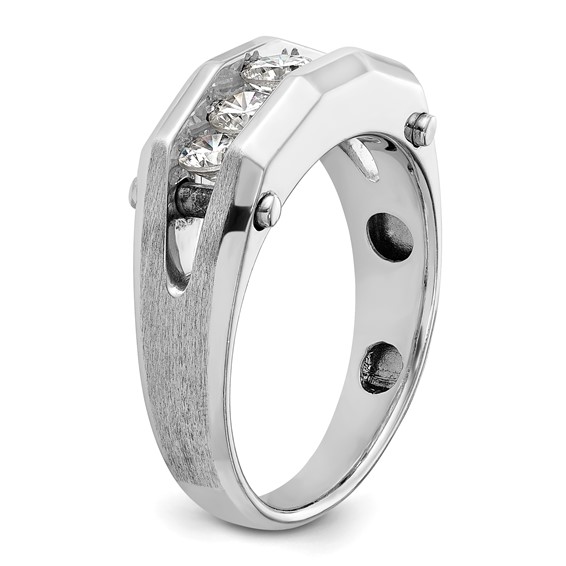 IBGoodman 14k White Gold 3/4 carat Lab Grown Diamond VS/SI+ G+ Five Stone Complete Polished and Satin Men's Ring