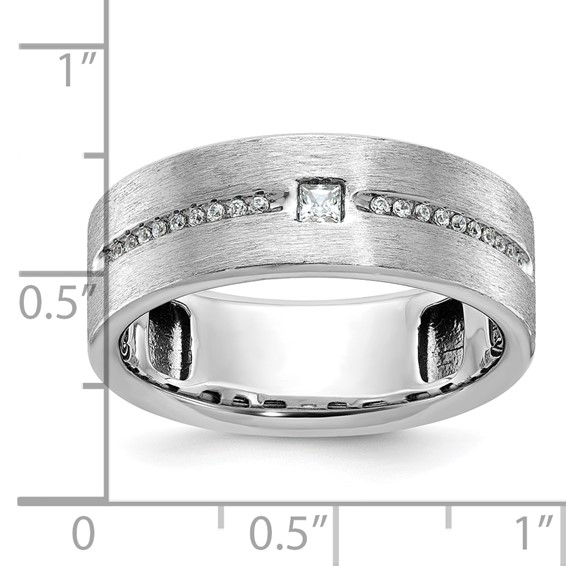 IBGoodman 14k White Gold Men's Polished and Satin 1/5 Carat AA Quality Diamond Ring